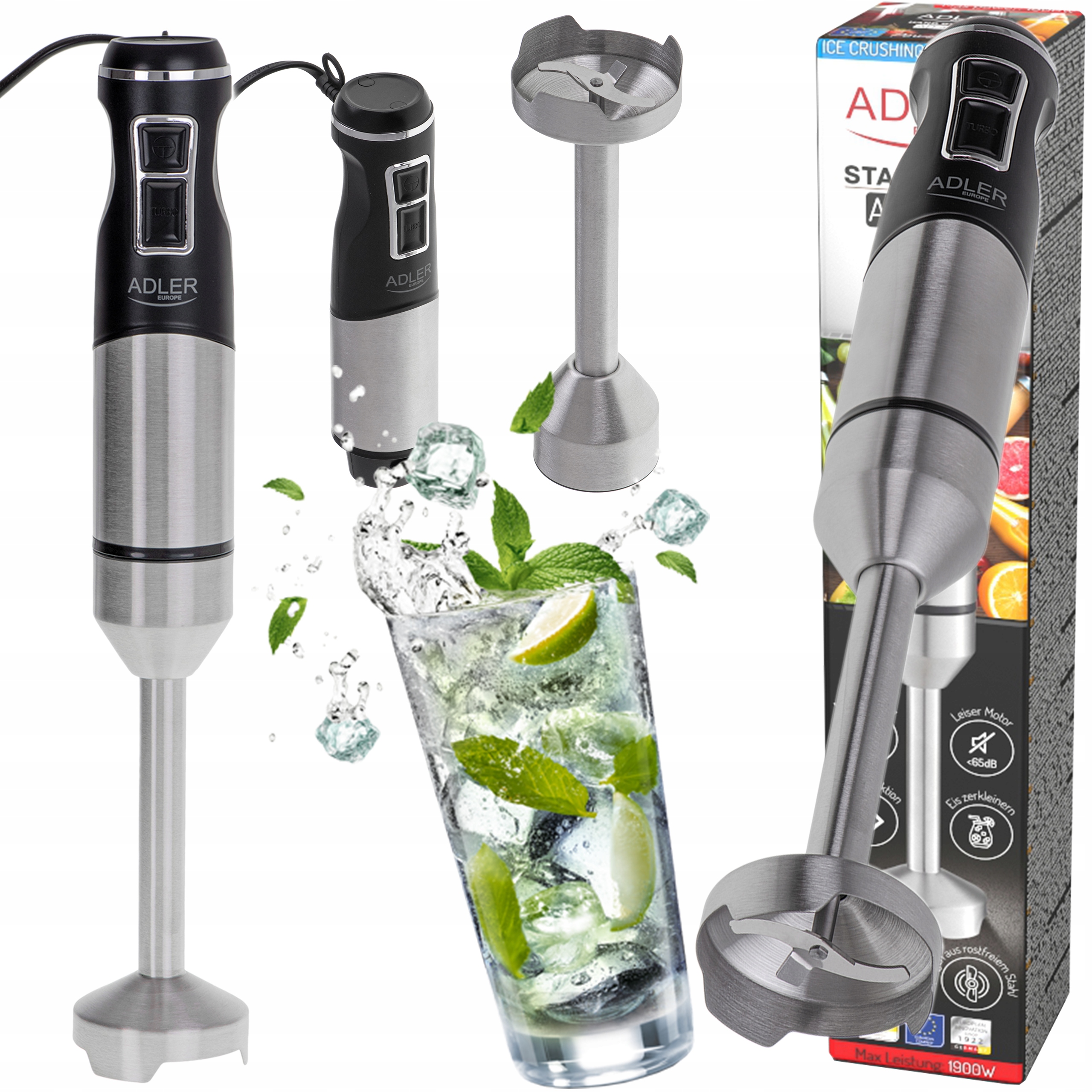 tyčový ponorný mixér s funkciou drvenia ľadu